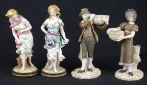 A pair of Royal Worcester porcelain figures, c1883 and 1884, modelled after Hadley; 2 others