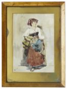 Onorato Carlandi (Italian, 1848 - 1939) 'Italian Lady' in native costume, watercolour on paper