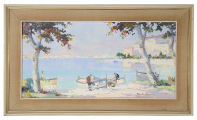 Cecil R. Doyly John (Brit. 1906-1993) 'Cannes Bay', oil on canvas; another scene by Doyly John