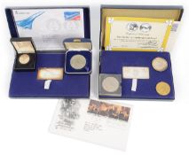 A limited Edition Charles A Linderbergh 10ct gold proof commemorative coin