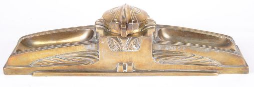 An impressive early 20th century German Jugendstil gilt metal desk stand