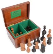 A modern Jacques & Son Staunton Chessmen ebony and boxwood chess set c.1970