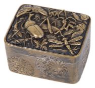 A Japanese Meiji period shakudo small trinket box