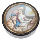 An early 19th century Fr. tortoiseshell circular snuff box