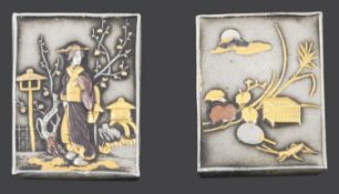 A pair of late 19th/early 20th century Japanese Shakudo mixed metal cufflinks