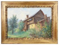 Otakar Lebeda (Czech, 1877-1901) 'Home in landscape', oil on canvas