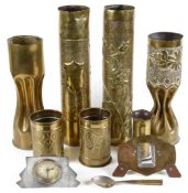 A collection of First War brass Trench Art