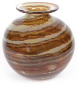 A large 1970s Isle of Wight Glass tortoiseshell banded vase