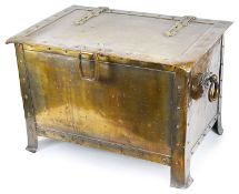A brass Arts and Craft log bin