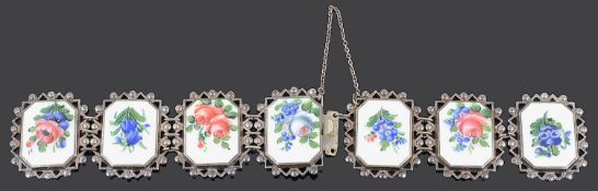 A David Andersen sterling silver and enamel panel bracelet