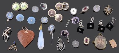 A collection of Georgian and later, diamond set and other buttons, pendants, clasps etc...