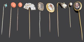 An interesting collection of novelty and other Victorian and later stickpins