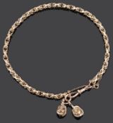 A 9ct gold fancy oval link watch chain,