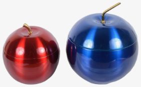 Two 1970s Australian Daydream Production novelty apple shaped ice pails and covers