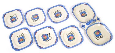 Charlotte Rhead Burleigh ware sandwich set pattern 4471