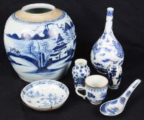 A 19th century Chinese blue and white porcelain bottle vase