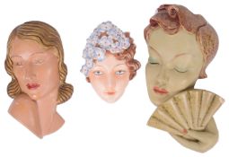 An Art Deco Goebel pottery wall mask, 1930s (3)