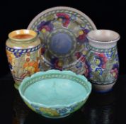 Four pieces of Art Deco Crown Ducal Charlotte Rhead Byzantine pattern pottery (4)
