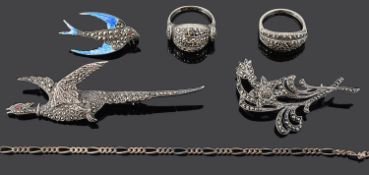 A small collection of silver and marcasite jewellery