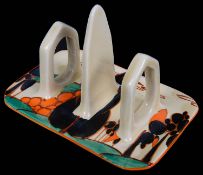 A Clarice Cliff Fantasque orange Trees and House pattern toast rack
