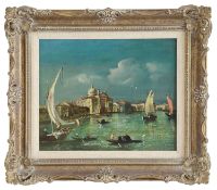 19th Century Venetian School 'Canal view', oil on canvas, framed