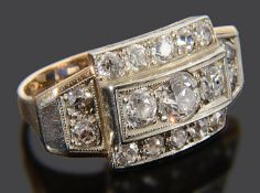 A Continental Art Deco diamond set cocktail ring