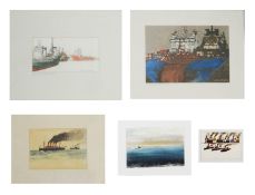 Tony Clayden (British) 'Upper Dock, Aberdeen' watercolour; others (5)