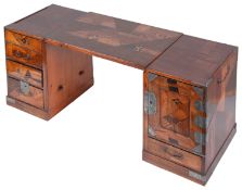 A late 19th century Japanese Meiji period Hakone parquetry tansu/low desk