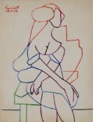 Max Pinchinat (Haitian, 1925-1985) Study of a seated woman, ink