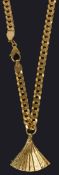 A contemporary 9ct gold flat curb link neck chain