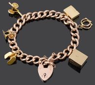 A 9ct rose gold curb link charm bracelet