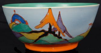 A Clarice Cliff Bizarre Caprice pattern circular bowl