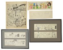A collection of cartoon strips by various artists, pen and ink (10)