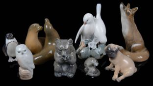 Eight Royal Copenhagen animal figures (8)