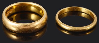 Two 22ct gold wedding bands