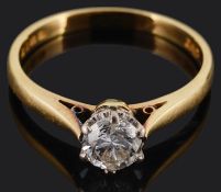 A delicate single stone diamond set ring