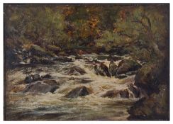 John Harvey Oswald (Scot. fl. 1870-1899) 'A sketch from nature on the Glenfinlas Water'