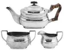 An Edwardian three piece silver tea service