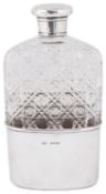 A large Victorian silver and hobnail cut glass hip flask