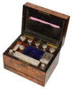 A Victorian burr walnut toilet box