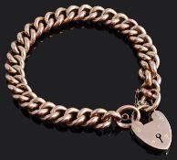 A 9ct rose coloured curb link bracelet