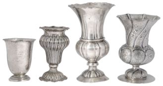 Four early 20th century Italian .800 silver vases