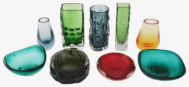 A collection of Whitefriars glass designed by Geoffrey Baxter