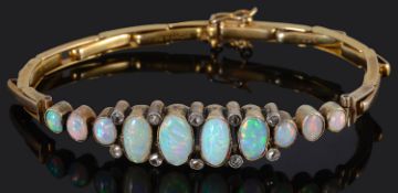 An attractive Edwardian opal and diamond set bracelet