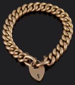 An Edwardian 15ct rose gold curb link bracelet