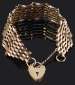 A 9ct gold seven bar gate link bracelet