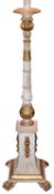 A 20th century white and gilt painted column standard lamp