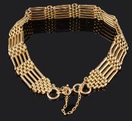 A delicate 15ct gold five bar gate bracelet