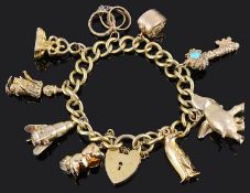 An 18ct gold curb link charm bracelet