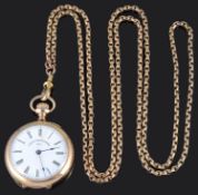 An American 10k gold top wind open faced ladies Waltham pocket watch; one other